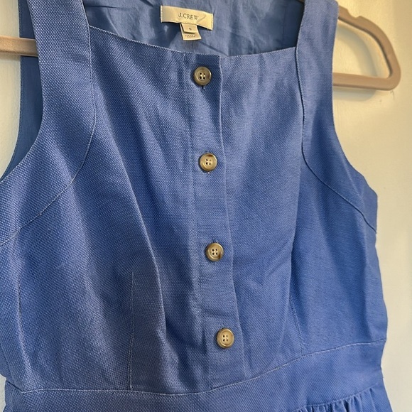 J.Crew Button Front Blue Apron Dress linen blend size 0 - Picture 4 of 7
